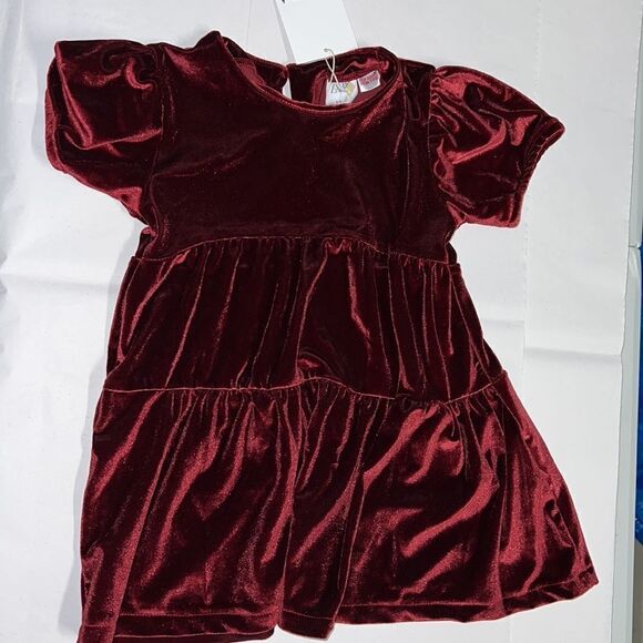 ZARA Kids | Red | TIERED VELVET DRESS - Picture 7 of 8